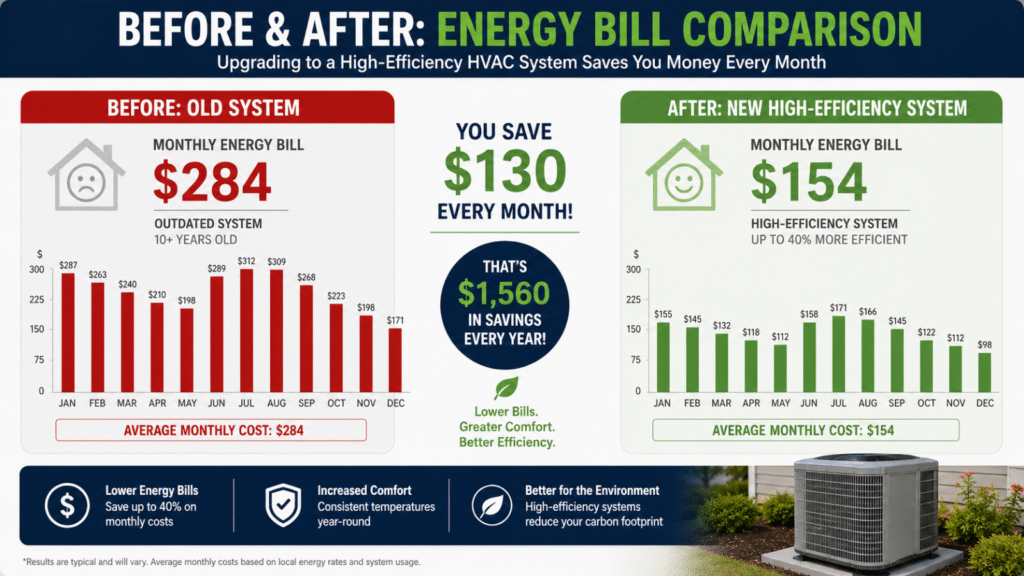 Harrisburg HVAC replacement energy savings before and after