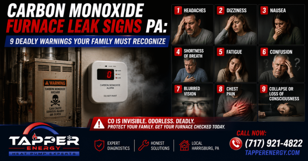Carbon Monoxide Furnace Leak Signs PA: 9 Deadly Warnings Your Family Must Recognize