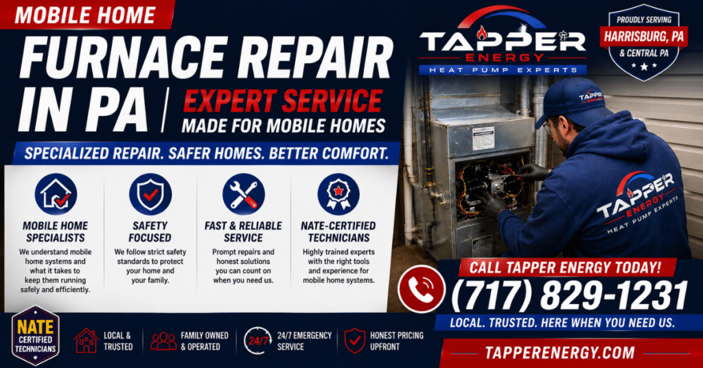 mobile home furnace repair PA — call Tapper Energy Harrisburg PA (717) 829-1231