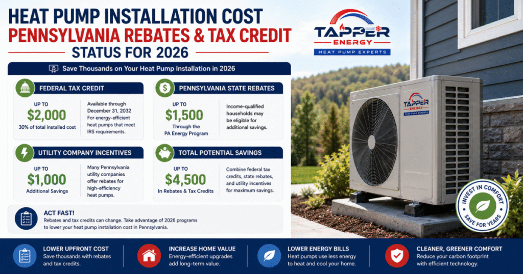 Air-source heat pump installation cost Pennsylvania at a Central PA home exterior