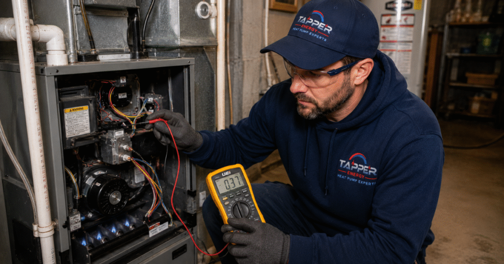 Furnace short cycling Harrisburg PA diagnosed by a technician testing the limit switch and flame sensor