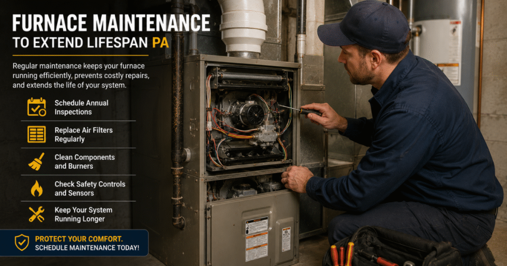 How long does a furnace last extended by regular maintenance and filter changes in PA
