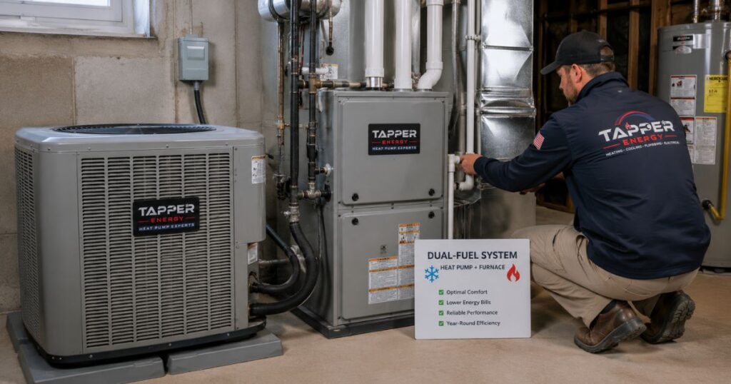 Furnace and AC replacement cost PA compared with a heat pump or dual-fuel system option