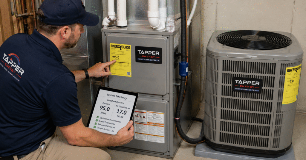 Furnace and AC replacement cost PA protected by a correctly matched high-efficiency system