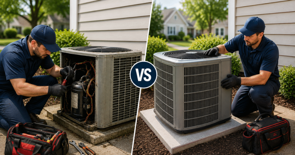 AC compressor cost Harrisburg PA repair vs replace