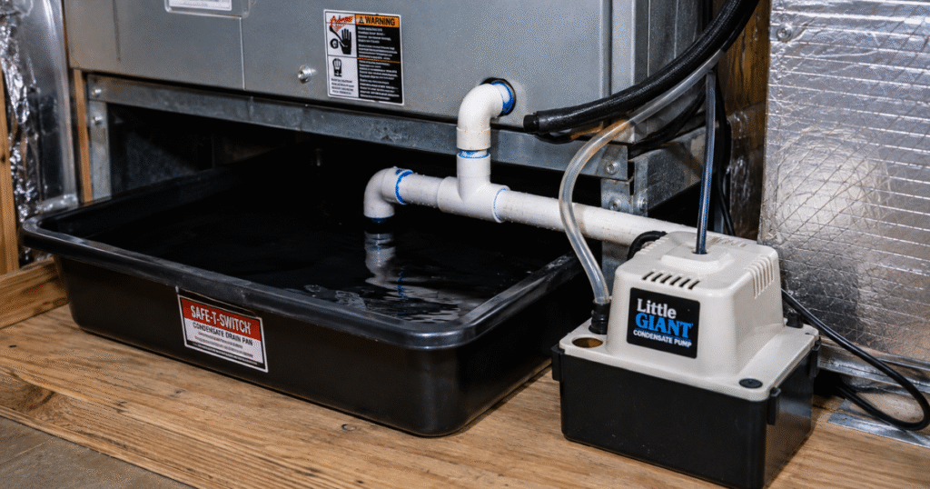 AC leaking water Harrisburg PA from a cracked drain pan or failed condensate pump