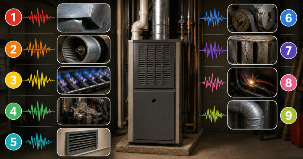 Quick diagnosis chart for furnace noise Harrisburg PA homeowners can use before calling a technician