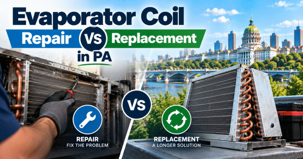Evaporator coil repair vs replacement decision for a Central PA air conditioner