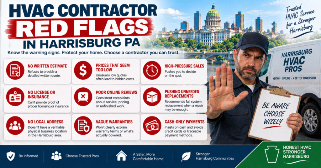 HVAC contractor red flags Harrisburg PA homeowners should watch for