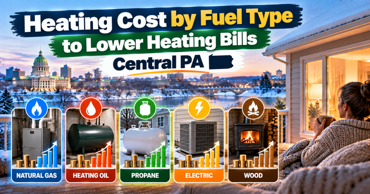 Chart comparing fuel costs to lower heating bills Central PA homes in 2026