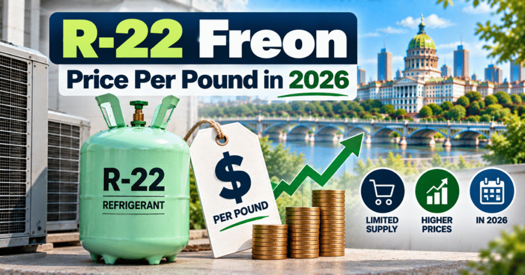 R-22 price per pound chart showing the R-22 Freon phase out PA cost increase
