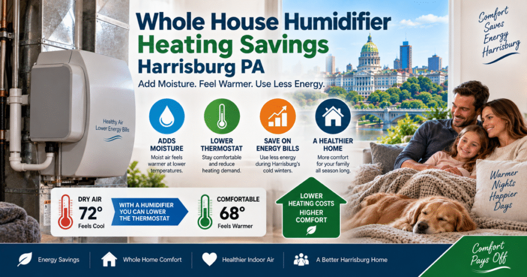 How a whole house humidifier lowers heating bills in Harrisburg PA winters