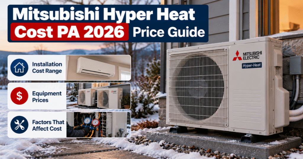 Mitsubishi Hyper Heat cost PA price guide for 2026 installs by Tapper Energy